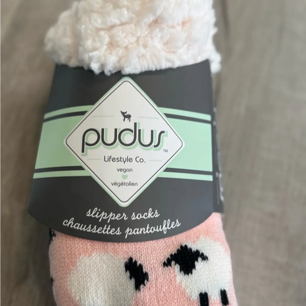 Pudus Cozy Pink Sheep Slipper Socks